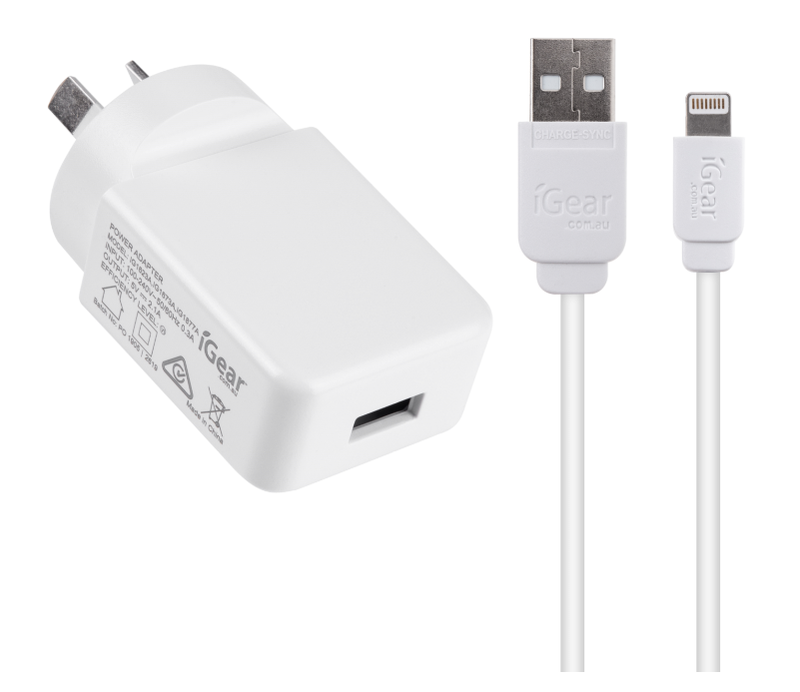 Igear iPhone Charger & Charging Cable - White