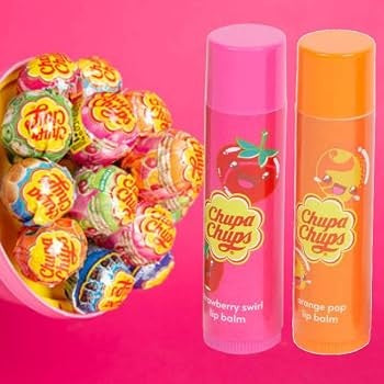 Chupa Chups Pk2 Lip Balm X1 Orange Pop X1 Strawberry Swirl