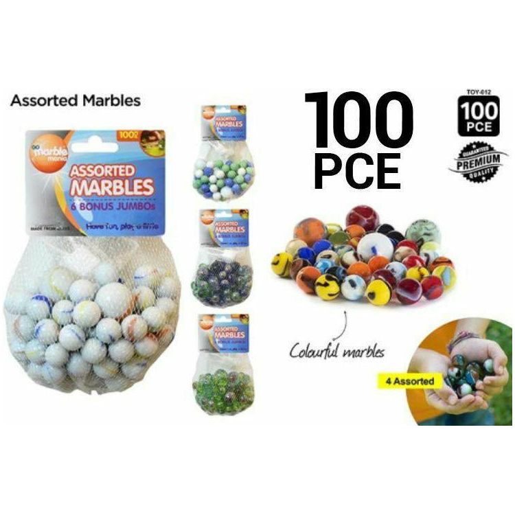 100pce Marbles w/6 Bonus Jumbo Marbles