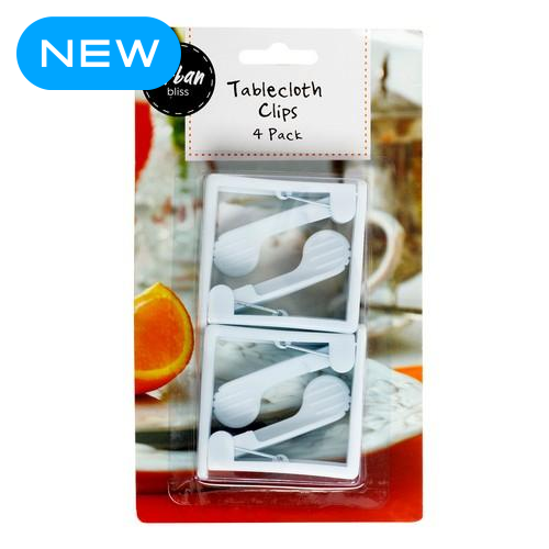 Tablecloth White Clips 4 Pack 5.5x6cm - Kitchen product at Price Busters Variety