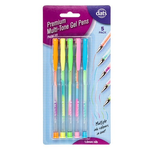 Pen Gel Premium 5 Pack Multi-tone Pastel Ink - Stationery product at Price Busters Variety