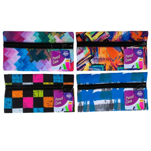 Pencil Case 1 Zip Fabric 220x120mm 4 Assorted Designs - Stationery product at Price Busters Variety
