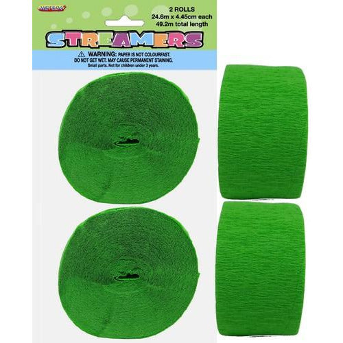 2 Crepe Streamers - Lime Green