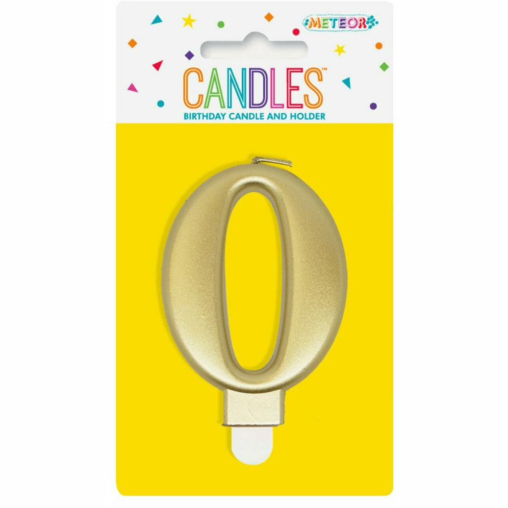 Metallic Gold B'Day Candle - Number 0