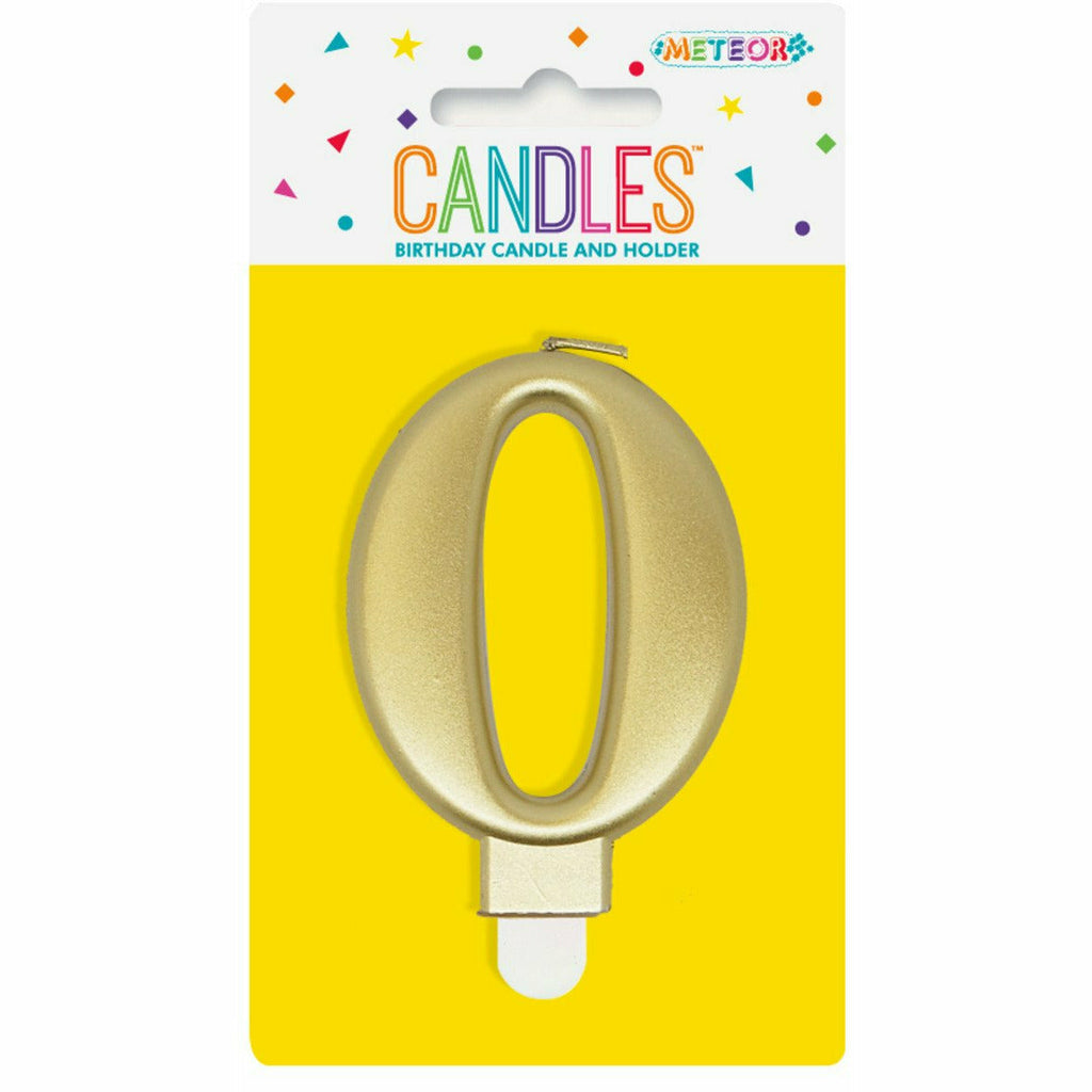 Metallic Gold B'Day Candle - Number 0