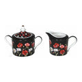 Poppies On Black Sugar & Milk Pot Set