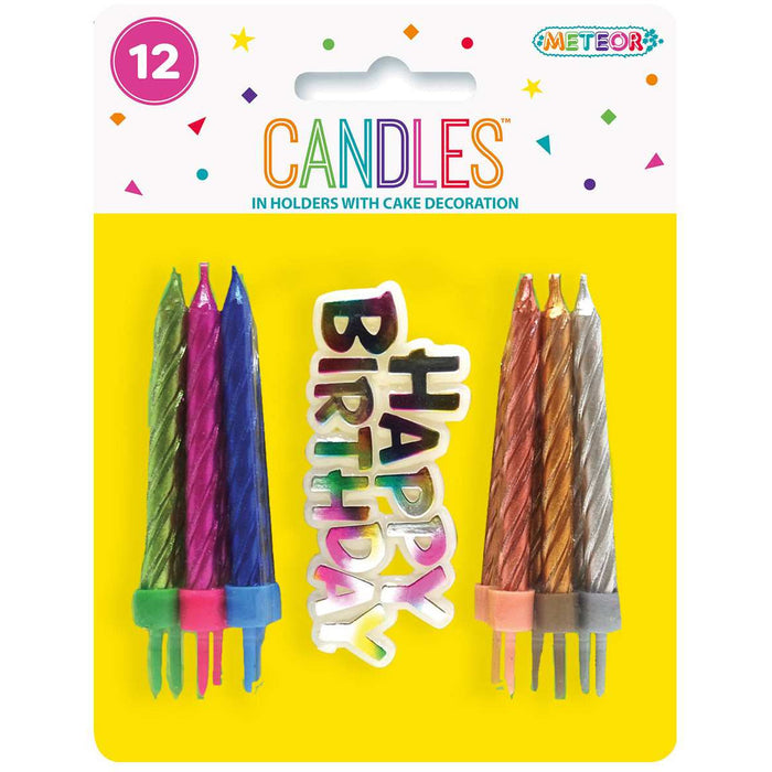 Candles & Happy Birthday Sign - Metallic - product image