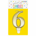Metallic Gold B'Day Candle - Number 6