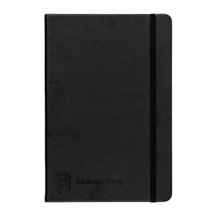 Address Book PU Cover Black A5 with Elastic