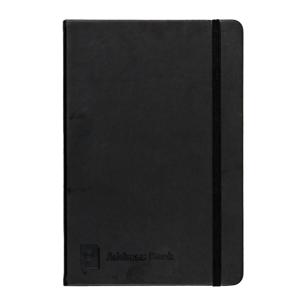 Address Book PU Cover Black A5 with Elastic
