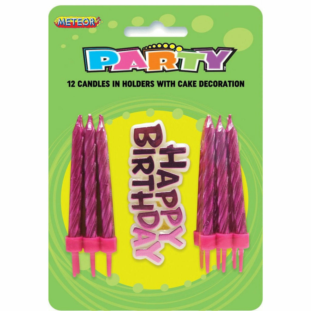 12 Candles W/Cake Deco - Pink