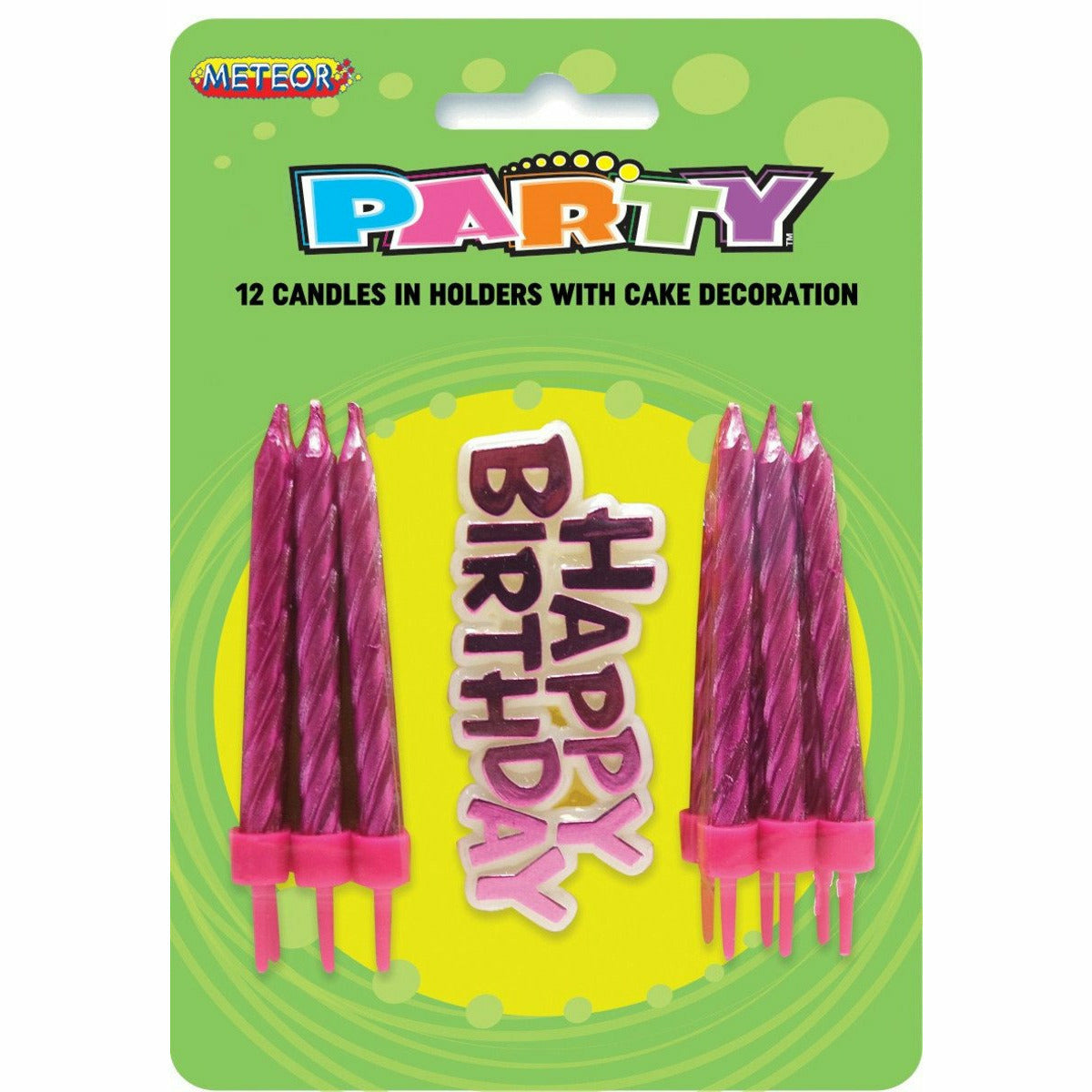 12 Candles W/Cake Deco - Pink