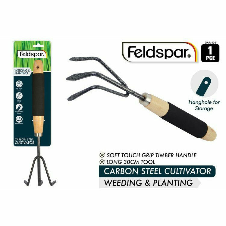 1pce Carbon Steel Cultivator 30x8cm