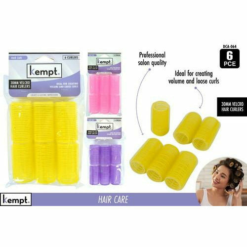 6PCE VELCRO HAIR CURLERS-3 ASTCOL-REG