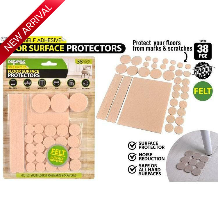 38pce Self/Adh Felt Pads-Cream-AsstSize