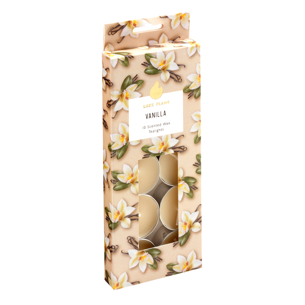 Vanilla Scented Tealights – 10 Pack, 4 Hour Burn