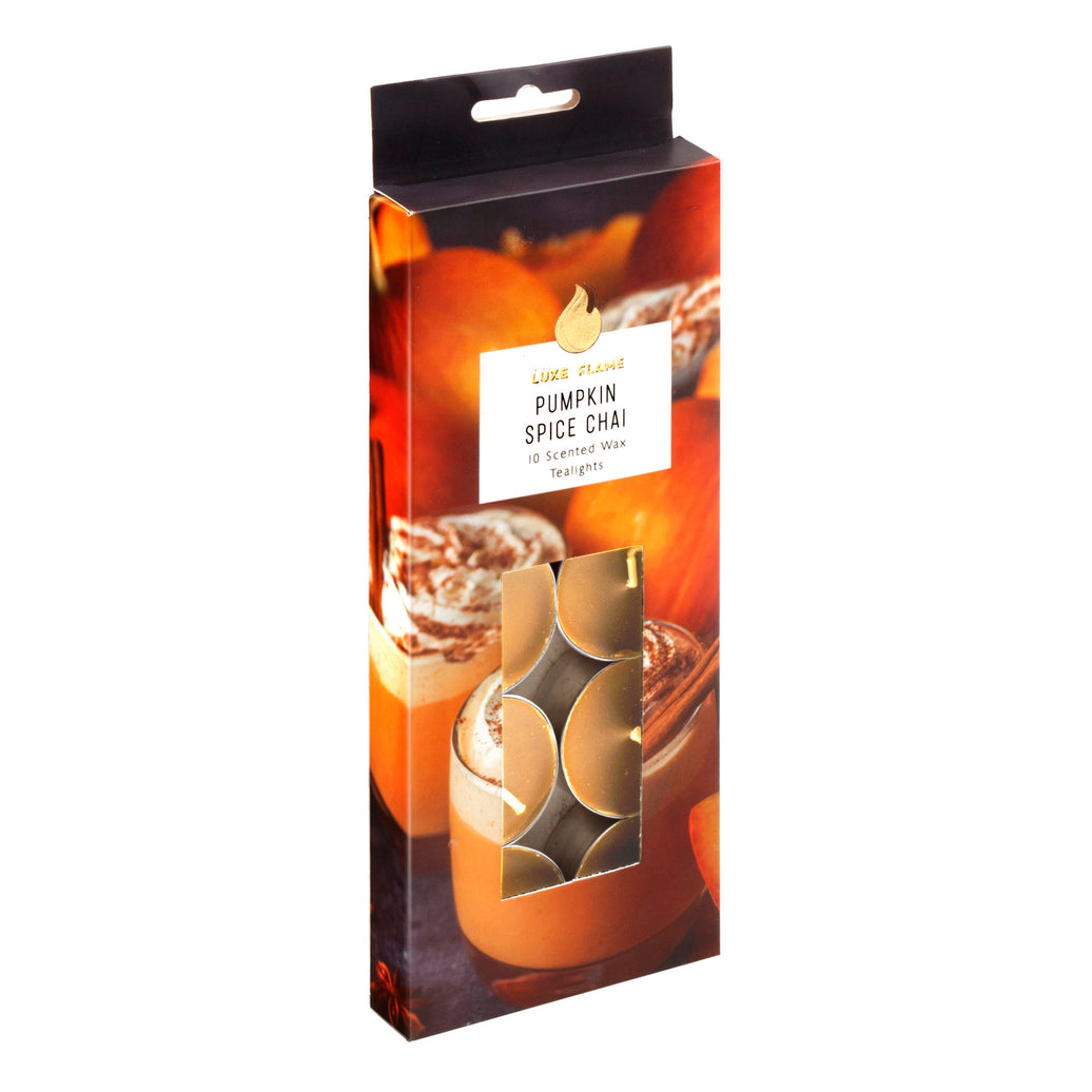 Pumpkin Spice Chai Scented Tealights – 10 Pack, 4 Hour Burn