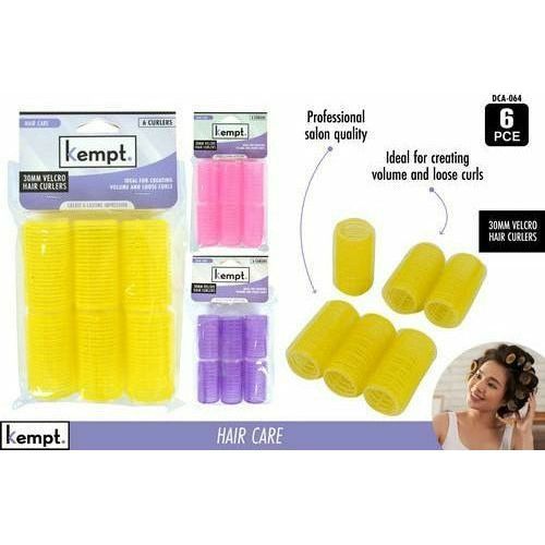 6PCE VELCRO HAIR CURLERS-3 ASTCOL-REG