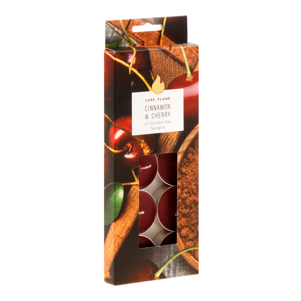 Cinnamon & Cherry Scented Tealights – 10 Pack, 4 Hour Burn