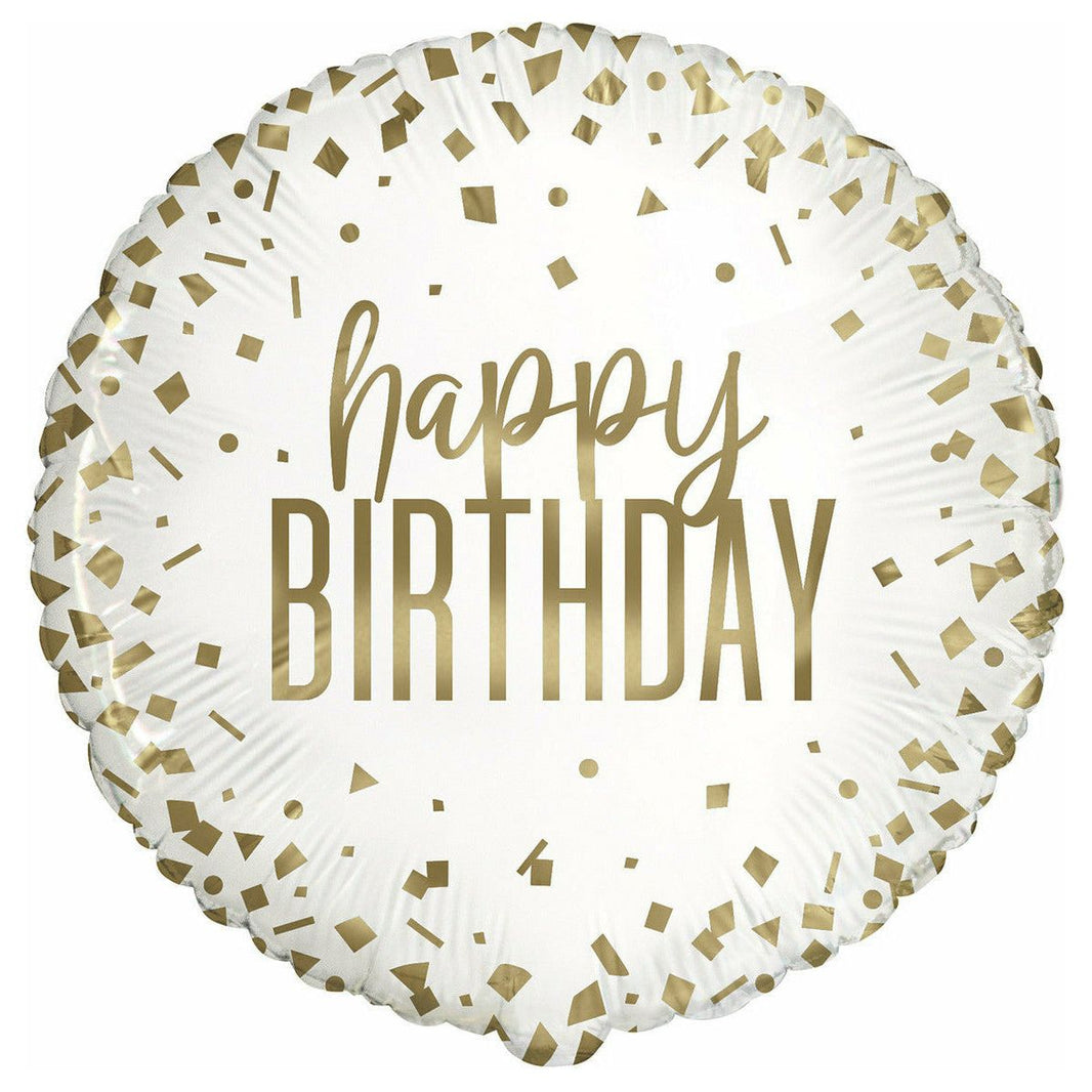 Confetti Gold B/Day 45cm (18") Foil Balloon Package
