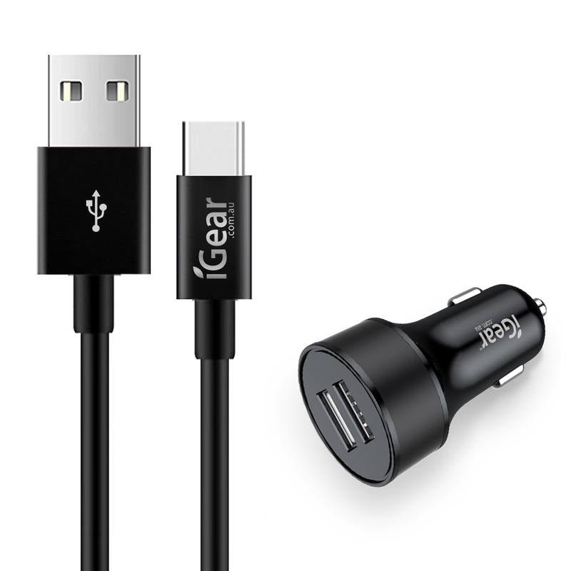 Igear Car Charger & Charging Cable USB Type C - Black
