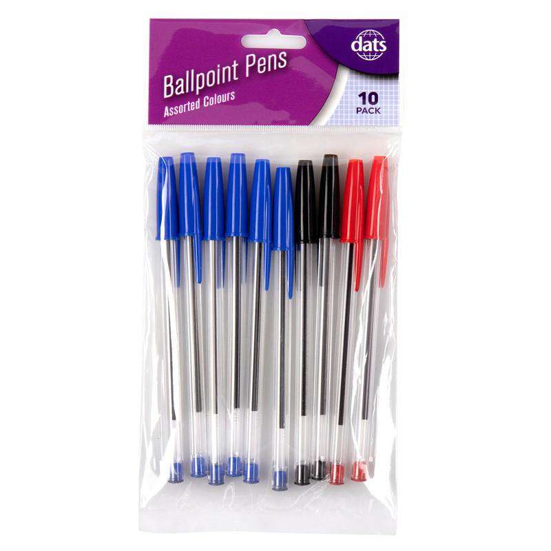 Pen Ballpoint 10 Pack Mixed Black Blue Red Ink - Stationery product at Price Busters Variety
