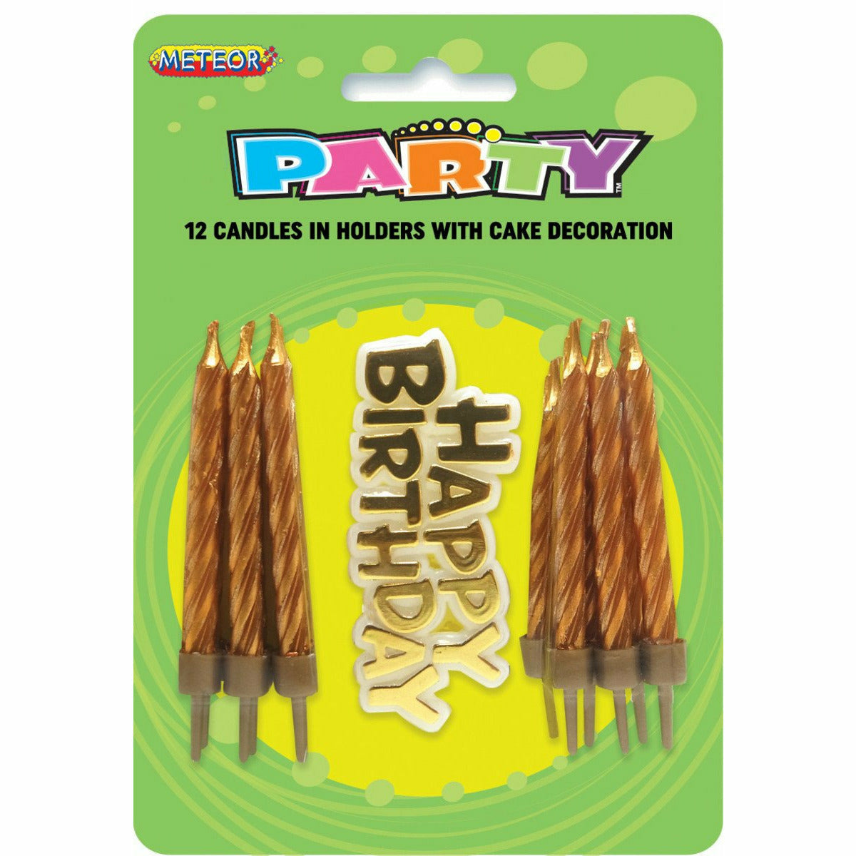 12 Candles W/Cake Deco - Gold