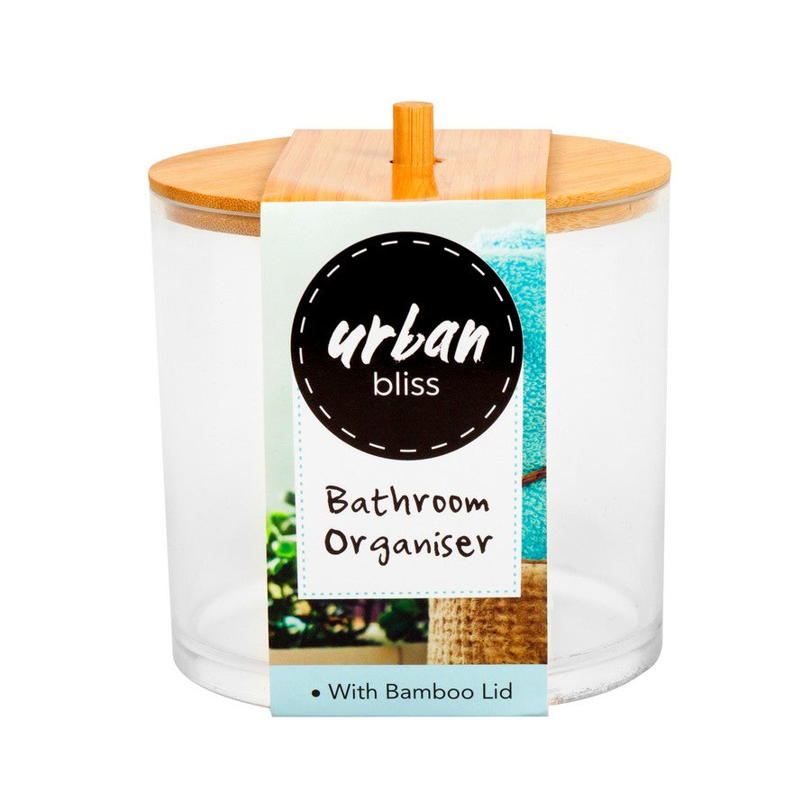 Bathroom Bamboo Lid Round Organiser d9.5x10cm - Homeware product at Price Busters Variety
