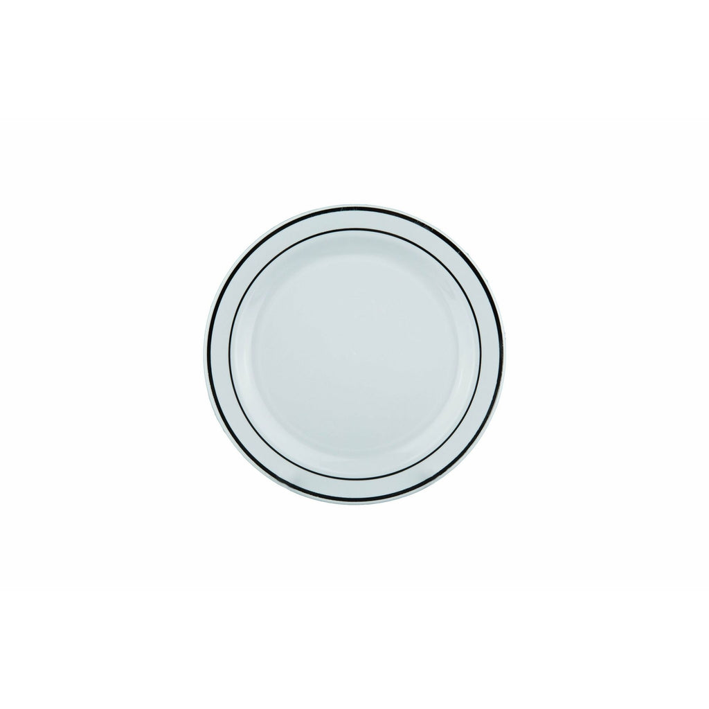 Deluxe Plate Silver Rim 19cm 6pk