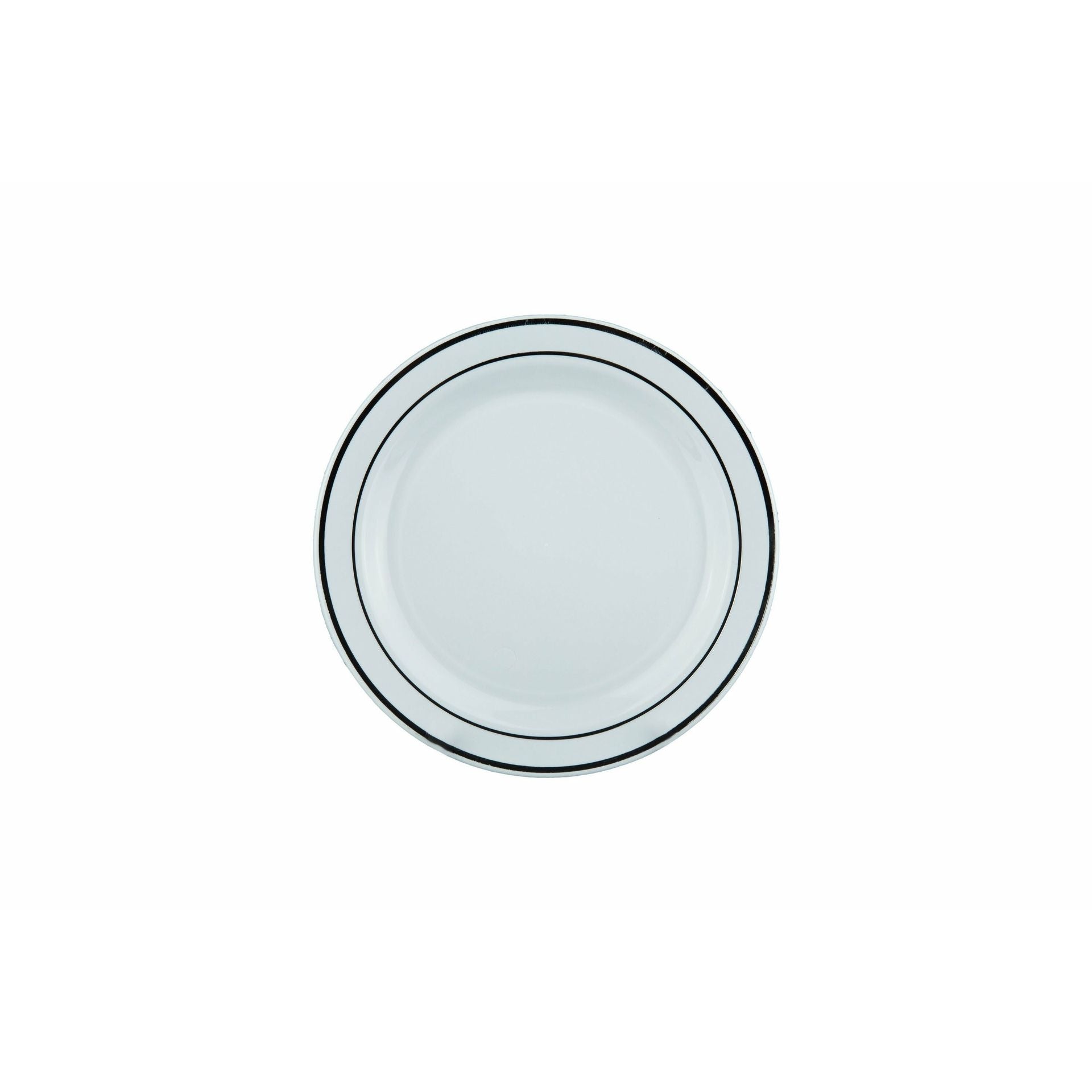 Deluxe Plate Silver Rim 19cm 6pk