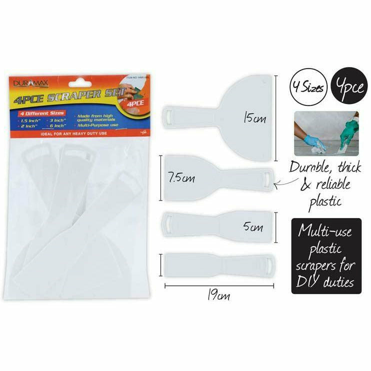 4pce Scraper Set-sizes 4/5/8/15cmW