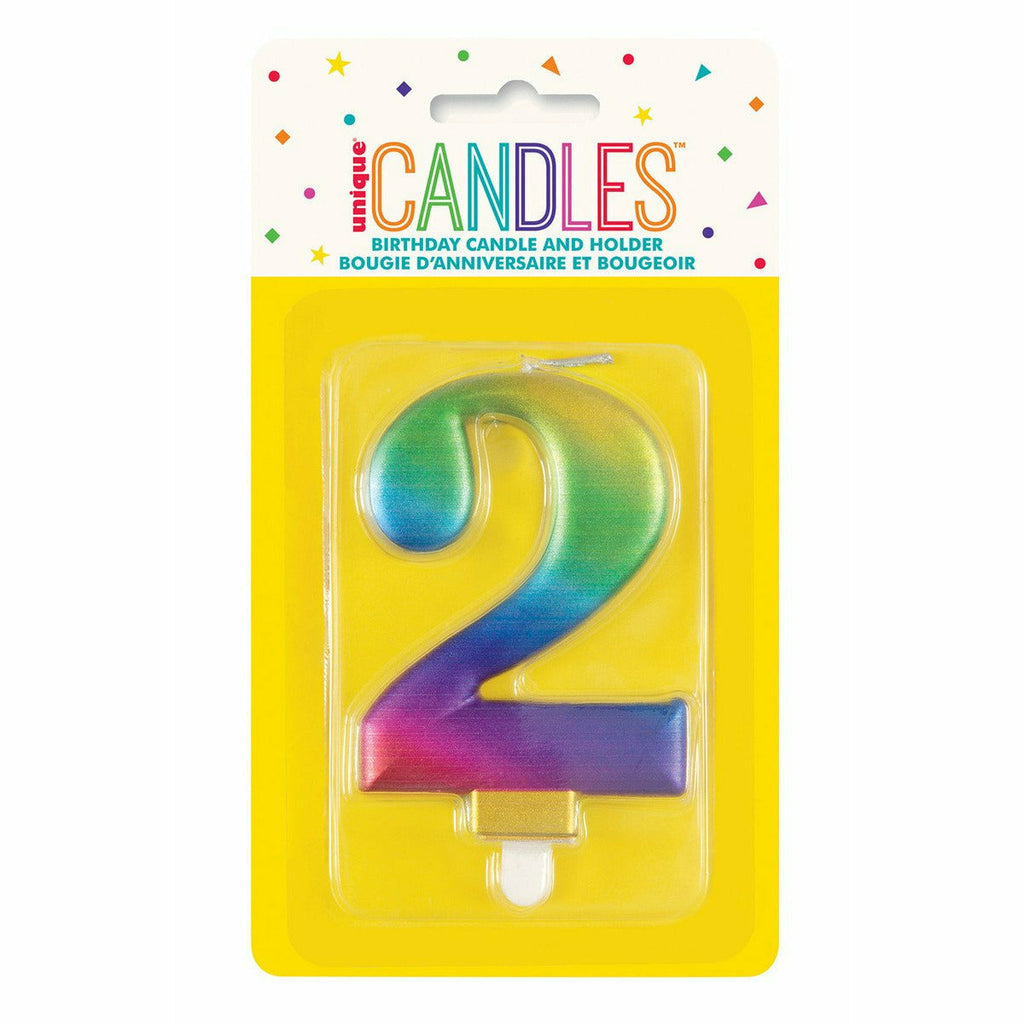 Met Rainbow B'Day Candle - Number 2