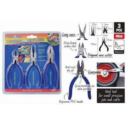 3pce Plier Set-13cmL/5 each