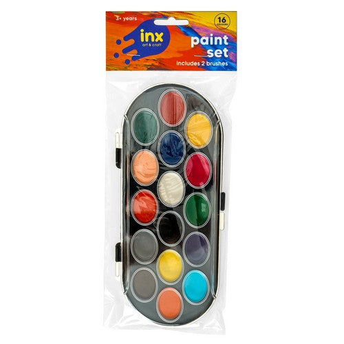 Paint Set 16 Colour with 2 Brushes - Art & Craft product at Price Busters Variety