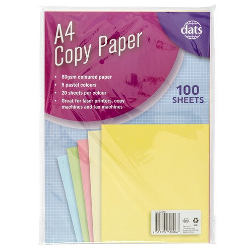 Paper COPY A4 5 Pastel Colours 80gsm 100 Pack - Stationery product at Price Busters Variety