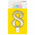 Metallic Gold B'Day Candle - Number 8
