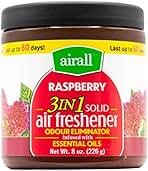 Airall 226G Air Freshener Solid 3 In 1 Odour Eliminator Infused With Essential Oils Raspberry