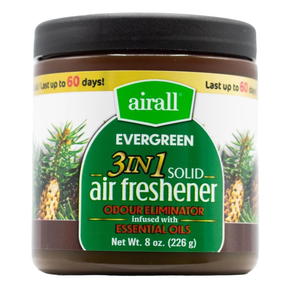Airall 226G Air Freshener Solid 3 In 1 Odour Eliminator Infused With Essential Oils Evergreen