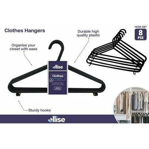 8pce Adult Coat Hangers-37cmL-Black