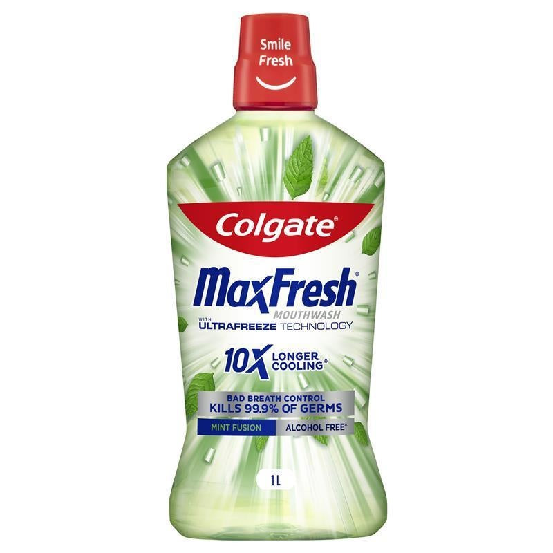 Colgate 1L Mouthwash Max Fresh 10X Longer Cooling Alcohol Free Mint Fusion