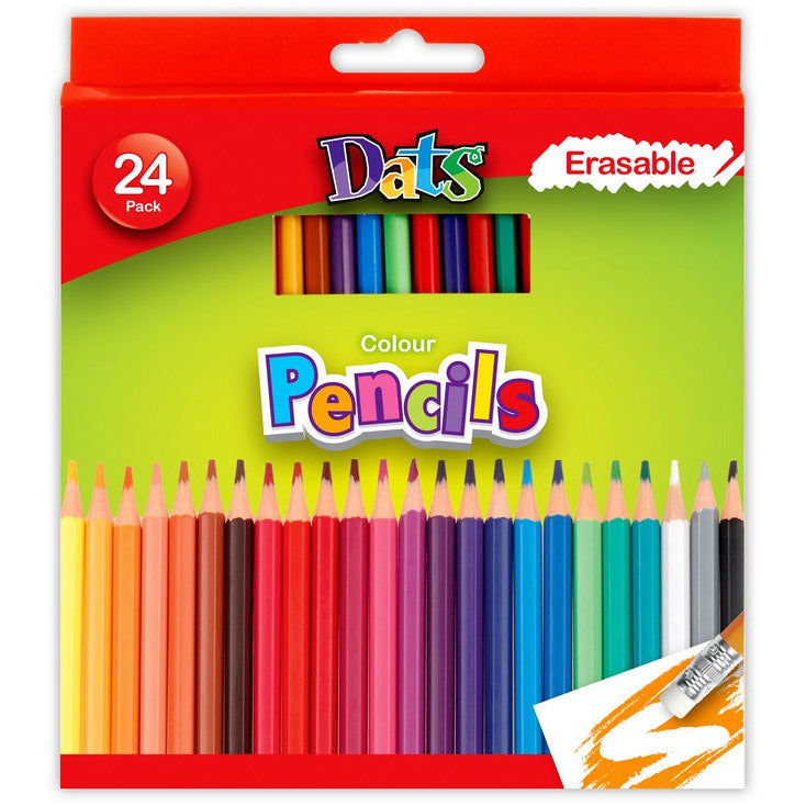 Colour Pencil Erasable with Eraser 24 Pack - Stationery product at Price Busters Variety, image 2