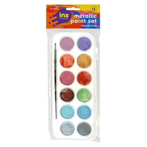Paint Set 12 Colour Metallic with Brush - Art & Craft product at Price Busters Variety, image 3