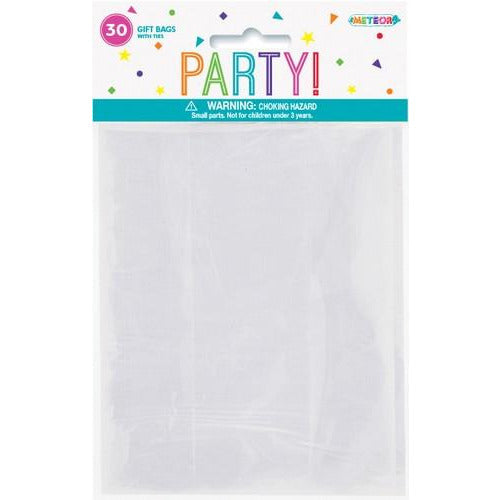30 Cello Bags W/Ties - Clear