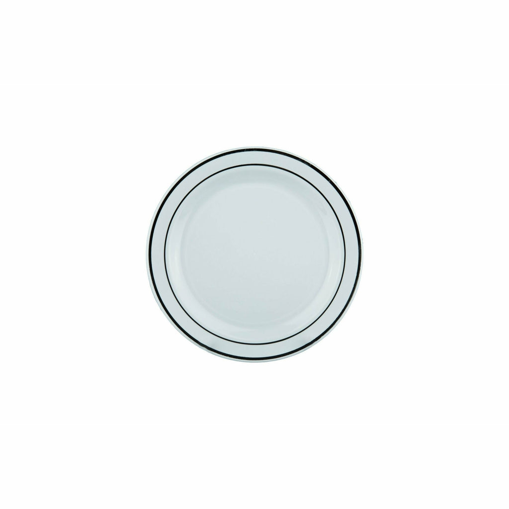 Deluxe Plate Silver Rim 19cm 6pk