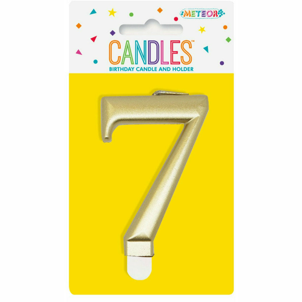 Metallic Gold B'Day Candle - Number 7