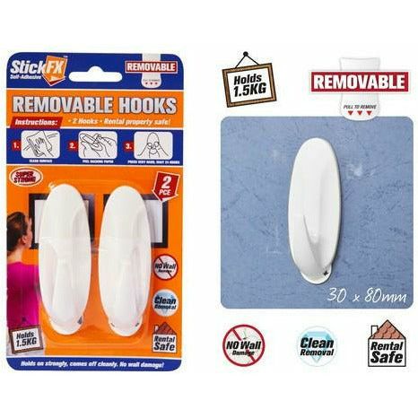 2pce Self-Adhesive Hooks-1.5KG-Rem-8cmH
