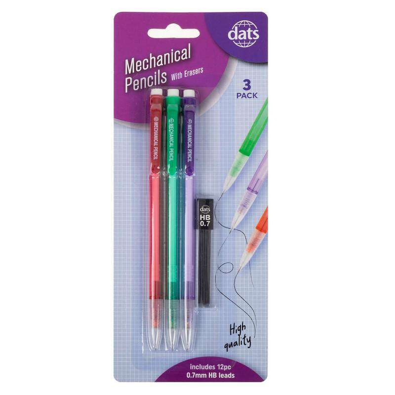 Pencil Mechanical HB 3 Pack with 12x0.7mm Refills Round Barrel - Stationery product at Price Busters Variety