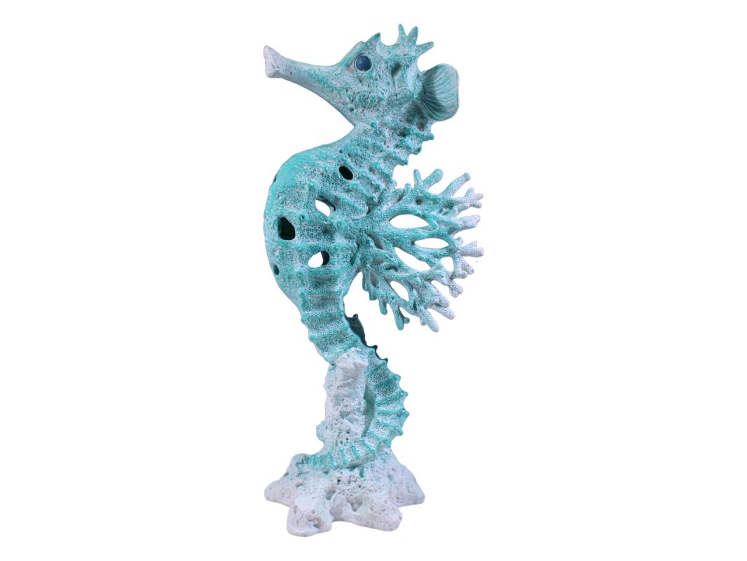 Seahorse with Aqua Coral Design – 40cm