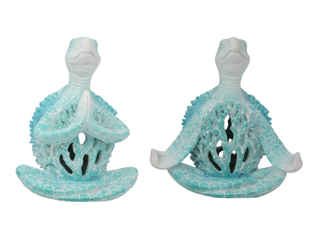 Meditating Turtle with Coral Finish – 21cm