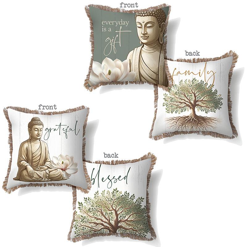 Buddha Tree of Life Cushion – 45 × 45cm
